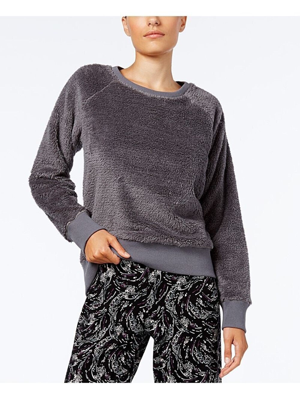 Alfani Womens Fuzzy Pajama Top Only,1-Piece Size 3XL